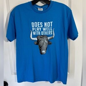 Blue Graphic T-Shirt with Bull Design
